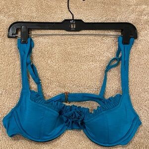 Betsey Johnson Teal Blue Ruffle bathing  bra Top – Underwire Lingerie swim Vibes